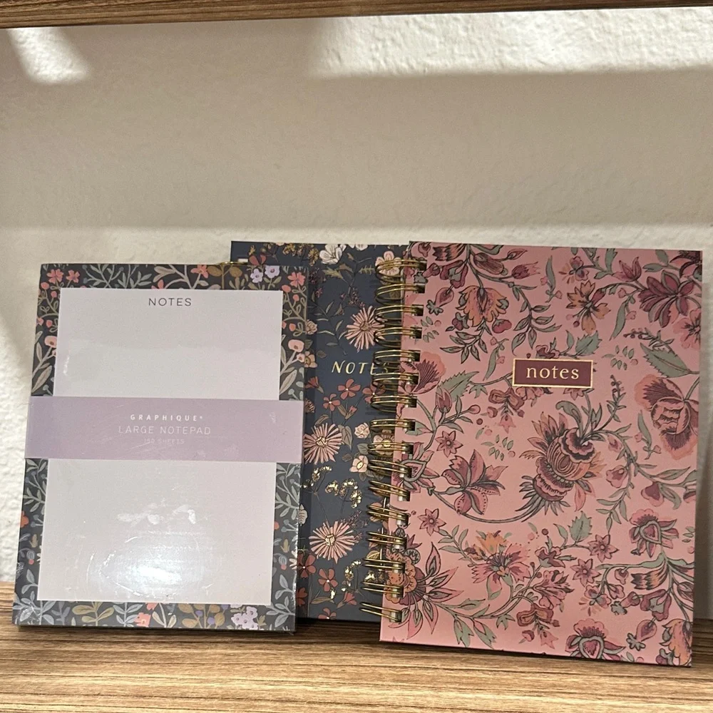 NWT Floral Notebooks‎ Set - Pink and Blue